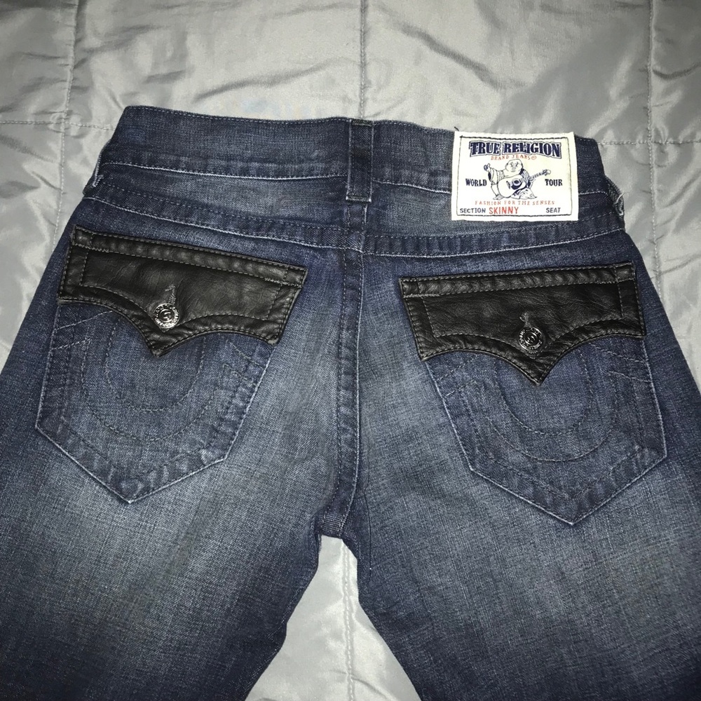 True Religion Skinny Leather Grey Jeans - Picture 7 of 8